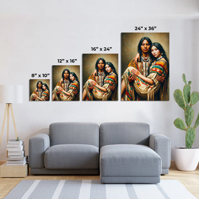 Custom Native American Couple Photo Canvas Art Gift Home Decor