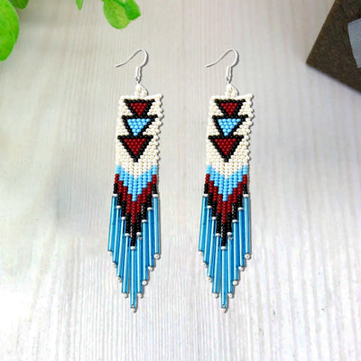 SALE 30% OFF -  Long Beaded Handmade Hook Earrings For Women