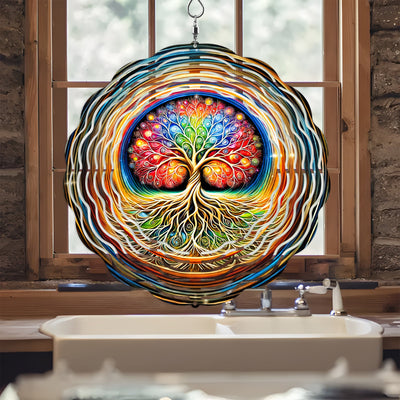Colorful Tree Of Life Synthetic Wind Spinner