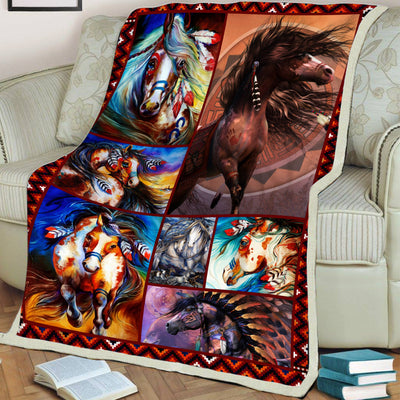 Native American Horse Soft and Warm Fleece Blanket