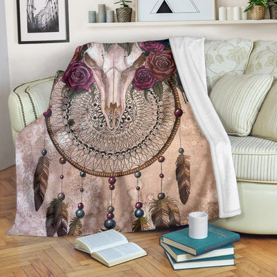 Native Dreamcatcher Rose Soft and Warm Fleece Blanket