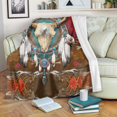 Native American Style Buffalo Symbols Soft and Warm Fleece Blanket