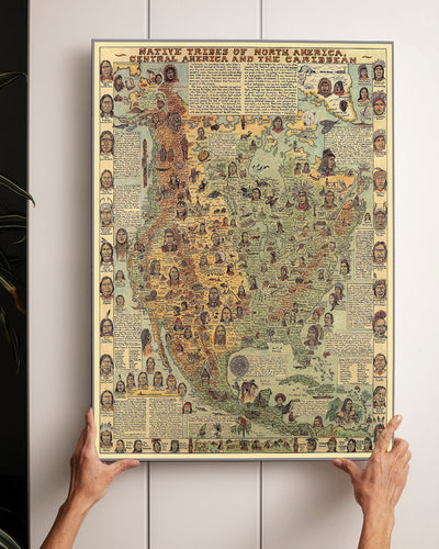 Native Tribes of North American central America and the Caribbean Maps Poster