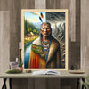 Custom Native American Chief Standing Portrait Photo Canvas Art Gift Home Decor