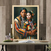 Custom Native American Couple Standing Photo Canvas Art Gift Home Decor