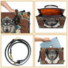 Blue Mandala Feather Wolf Native Leather Handbag WCS020