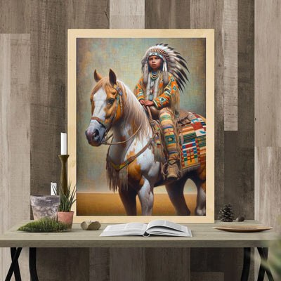 Custom Native American Child And The Horse Photo Canvas Art Gift Home Decor