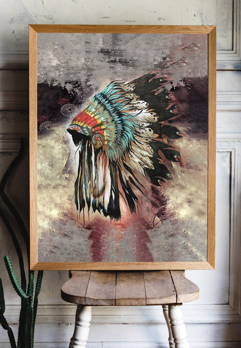 The Beautiful Native Headdress Poster/Canvas