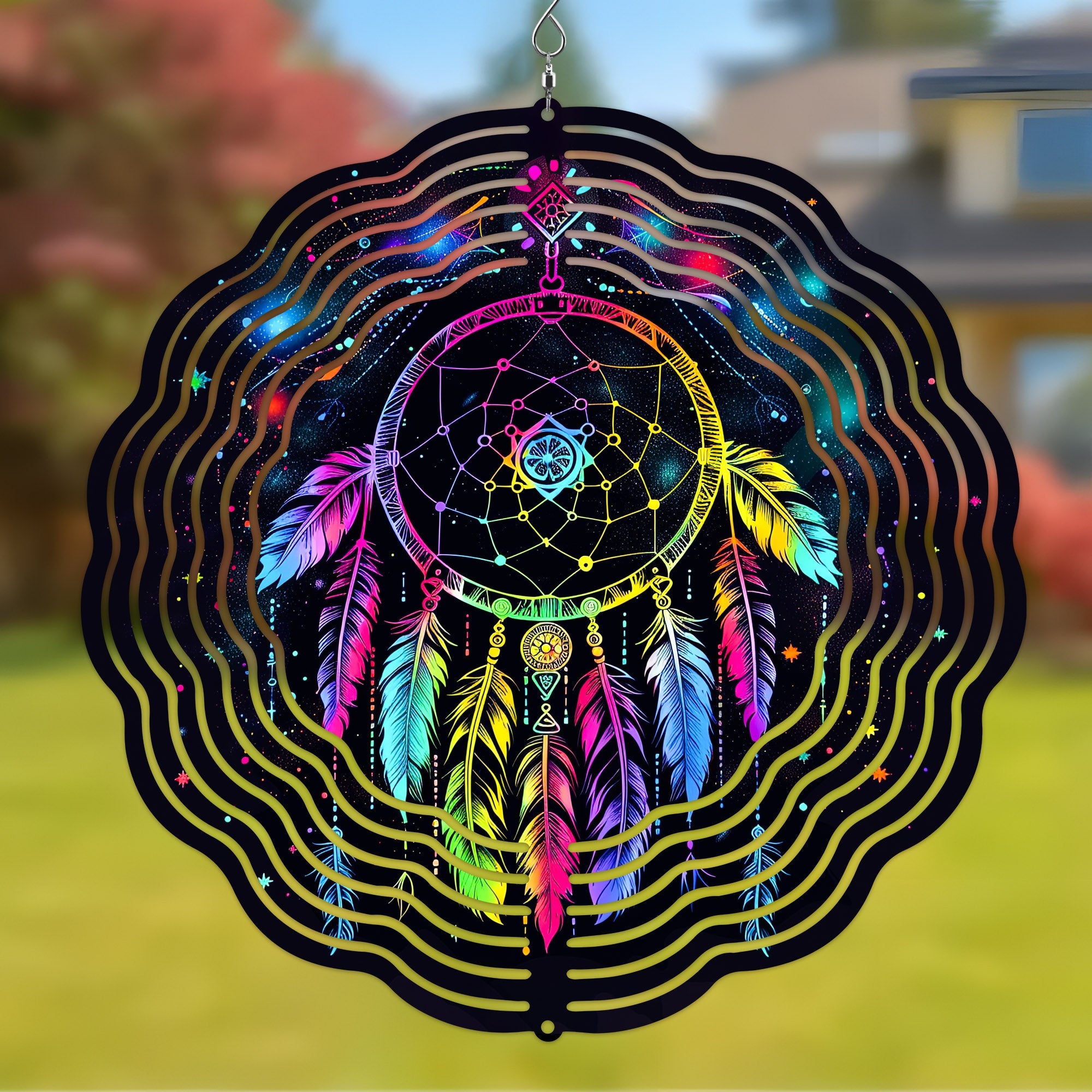 Colorful Native American Galaxy Dreamcatcher Wind Spinner