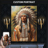 Custom Native American Chief Portrait Photo Canvas Art Gift Home Decor