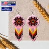 SALE 30% OFF - Pink Fire Color Round Beaded Handmade Earrings For Women