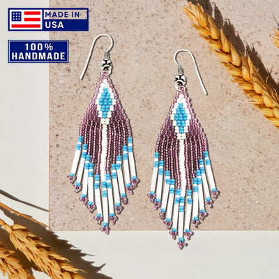 SALE 30% OFF - Purple Seed Beaded Handmade Earrings For Women