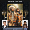 Custom Native American Couple Portrait Photo Canvas Art Gift Home Decor