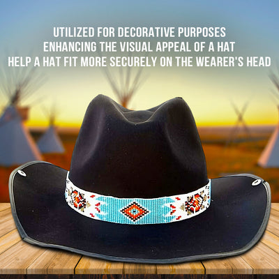 SALE 30% OFF - Turquoise Blue Turtle Beaded Cowboy Hat Band Waist Belt IBL