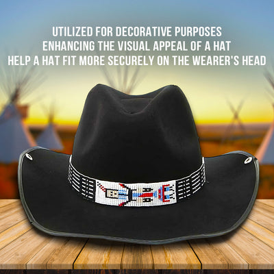 SALE 30% OFF - Black Red White Seed Beaded Yei Dancer Beadwork Cowboy Hat Band Belt IBL