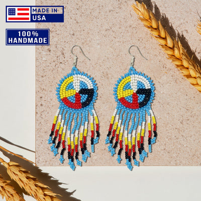 SALE 30% OFF - Turquoise Blue Fringe Earrings Beaded Handmade Earrings For Women