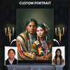 Custom Native American Couple Standing Photo Canvas Art Gift Home Decor