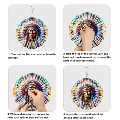 Colorful Native American Old Chief Wind Spinner 020