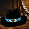 SALE 30% OFF - Blue White Red Yellow Seed Beaded Thunderbird Beadwork Cowboy Hat Band Belt IBL