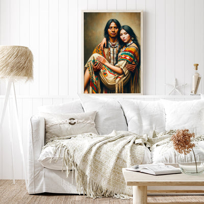 Custom Native American Couple Photo Canvas Art Gift Home Decor