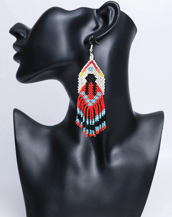 SALE 30% OFF - Indigenous Women Pattern Beaded Handmade Earrings For Women