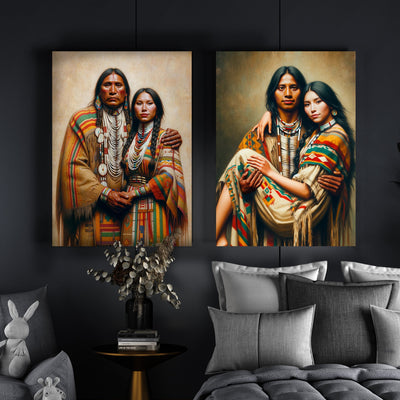 Custom Native American Couple Photo Canvas Art Gift Home Decor