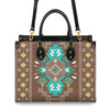 Blue Pattern Brown Bathroom Leather Handbag WCS017