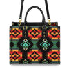 Native American Patterns Black Red Leather Handbag WCS007