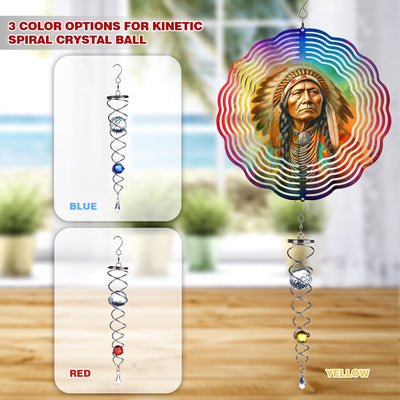 Colorful Native American Sitting Bull Chief Wind Spinner 012