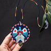 SALE 30% OFF - Dark Blue Thunderbird Beaded Patch Necklace Pendant Unisex With Native American Style