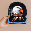 SALE 50% OFF  - Eagle With Pipe Embroidered  Beaded Baseball Cap With Brim Unisex Native American Style