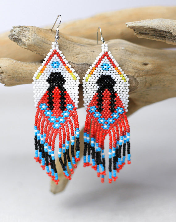 SALE 30% OFF - Indigenous Women Pattern Beaded Handmade Earrings For Women