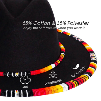 SALE 30% OFF - Orange Line Pattern Beaded Fedora Hatband for Men Women Beaded Brim with Native American Style