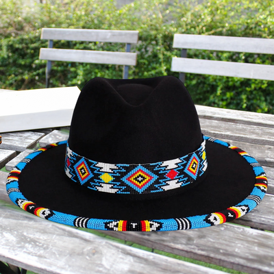 SALE 30% OFF - Orange Line Pattern Beaded Fedora Hatband for Men Women Beaded Brim with Native American Style