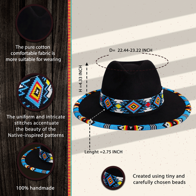 SALE  30% OFF - Payette Pattern Fedora Hatband For Men Women Beaded Brim With Native American Style