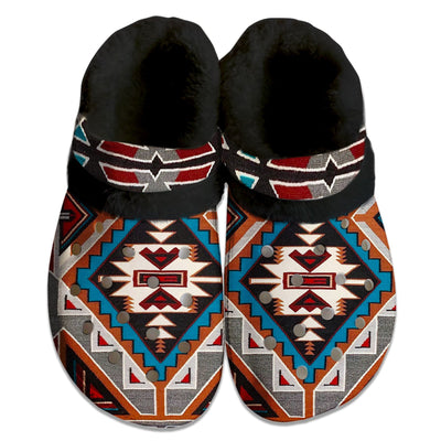 Unisex Pattern Fleece Clog Shoes For Women and Men Native American Style