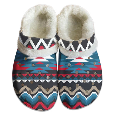 Unisex Pattern Fleece Clog Shoes For Women and Men Native American Style