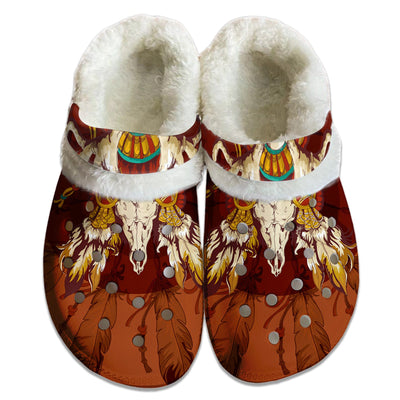 Unisex Pattern Fleece Clog Shoes For Women and Men Native American Style