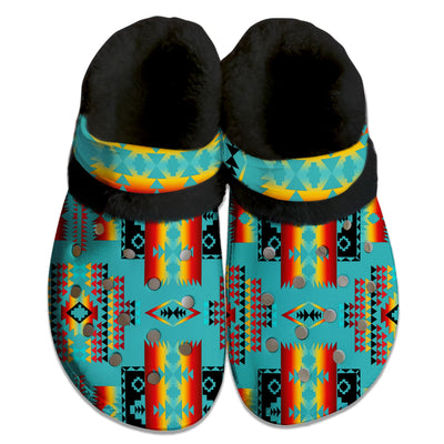 Unisex Pattern Fleece Clog Shoes For Women and Men Native American Style