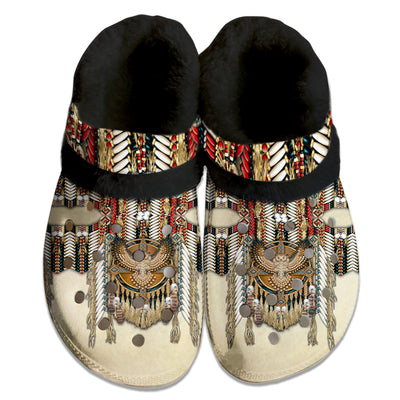 Unisex Pattern Fleece Clog Shoes For Women and Men Native American Style