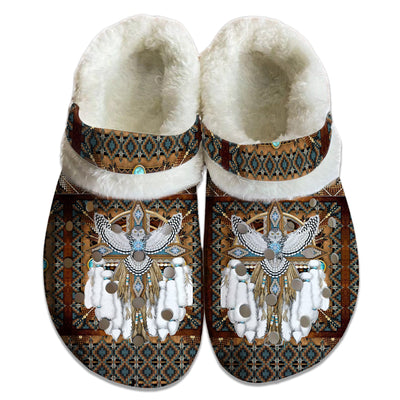 Unisex Pattern Fleece Clog Shoes For Women and Men Native American Style