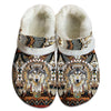 Fleece Unisex Wolves Pattern Clog Shoes For Women and Men Native American Style