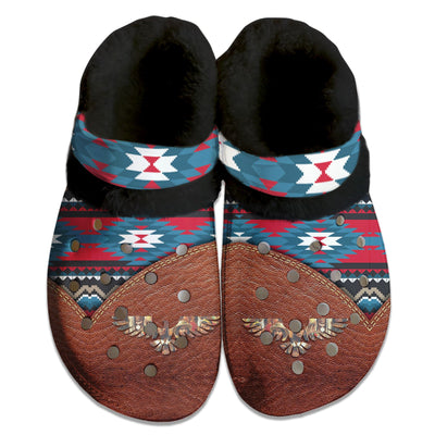 Fleece Unisex Pattern Clog Shoes For Women and Men Native American Style