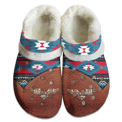 Fleece Unisex Pattern Clog Shoes For Women and Men Native American Style