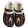 Unisex Flag Pattern Fleece Clog Shoes For Women and Men Native American Style