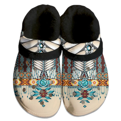 Unisex Pattern Fleece Clog Shoes For Women and Men Native American Style