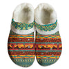 Unisex Red Pattern Fleece Clog Shoes For Women and Men Native American Style