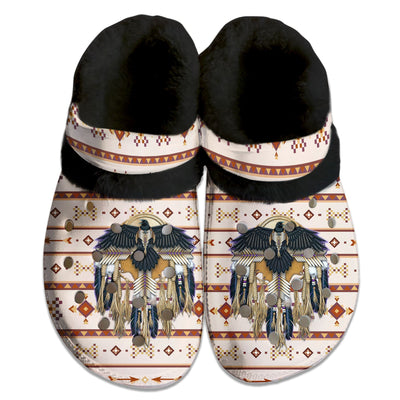 Unisex Pattern Fleece Clog Shoes For Women and Men Native American Style