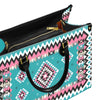 Ethnic Geometric Pink Pattern Leather Handbag WCS003