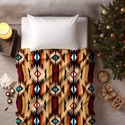 Native American Style Brown Pattern Cultural Fleece Blanket